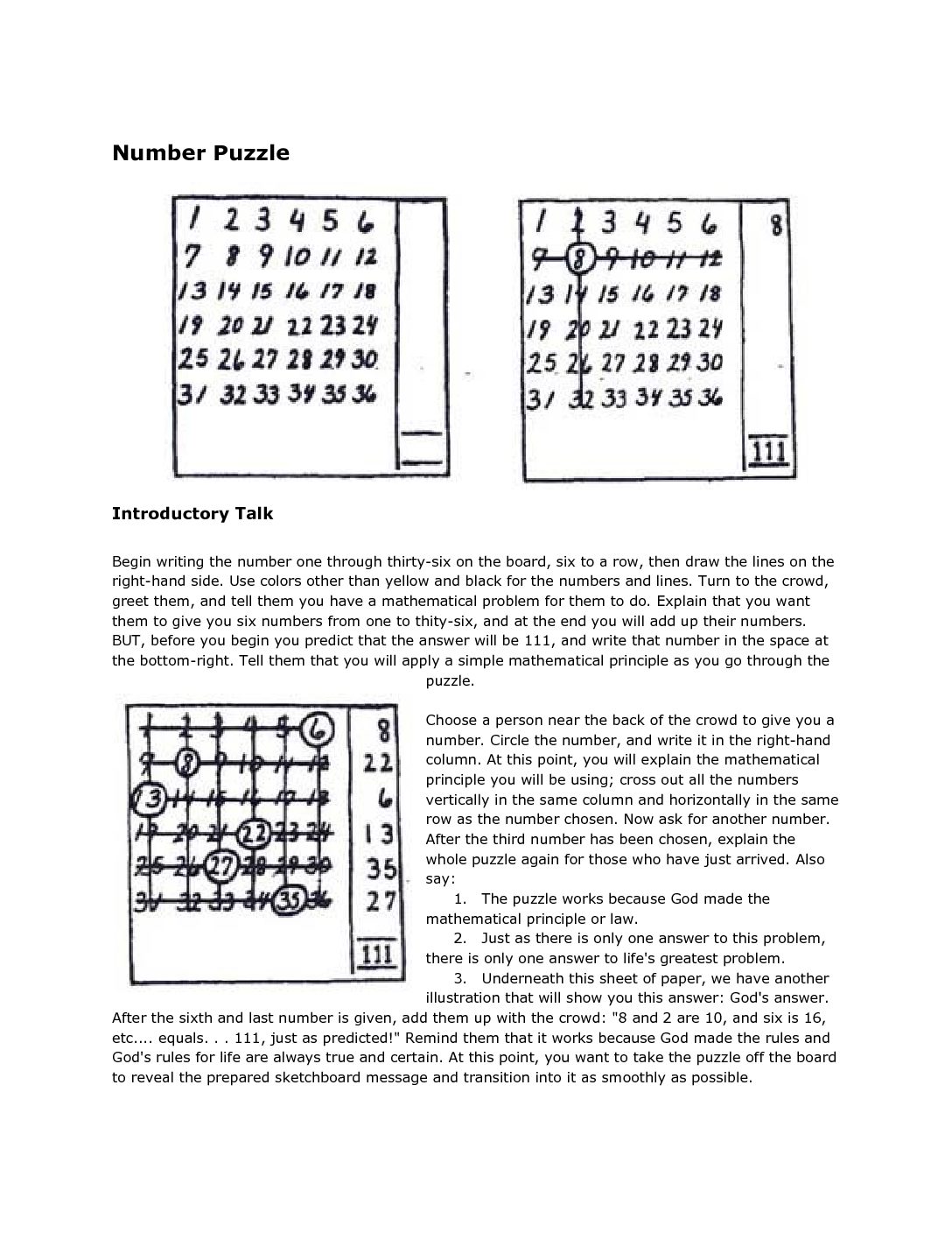 Number Puzzle 111 pdf | Open Air Campaigners USA